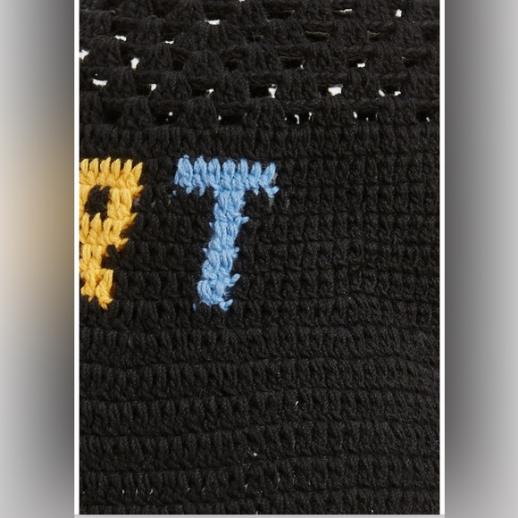 NWT Venessa Arizaga Art Crochet Bucket Hat.Color: Black - Picture 5 of 6